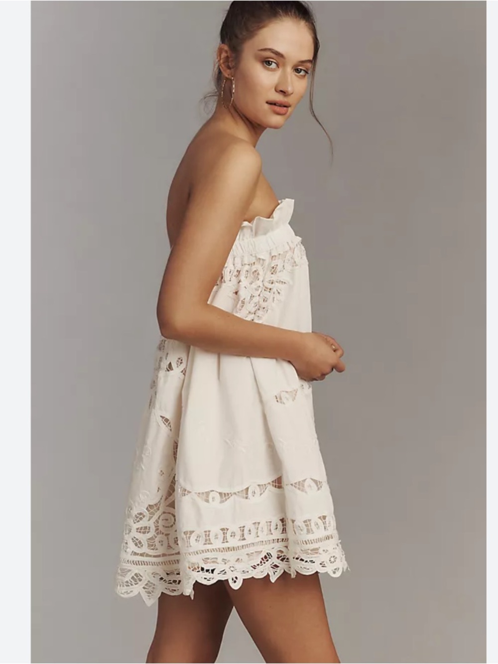 NWT Anthropologie Maeve Strapless Lace Mini Dress, S